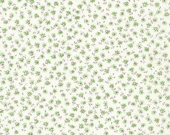 Fabric - Sevenberry Petite Fleurs - Tiny Green Flowers Fabric -NEW and Back in Stock Now!!!  Gorgeous REAL SEVENBERRY Fabric Made in Japan !