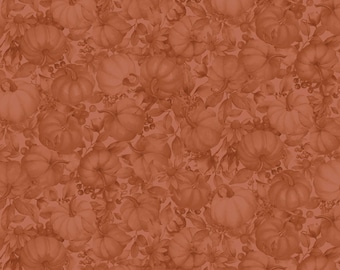 May include: A repeating pattern of pumpkins, leaves, and berries in shades of orange and brown. The pumpkins are detailed with shadows and highlights, creating a three-dimensional effect. The overall design has a watercolor-like appearance, perfect for fall-themed crafts and decor.
