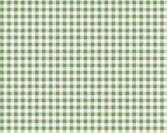 Fabric BEE GINGHAM &quot;Renae BASIL&quot; New!! Bee in my Bonnet - Lori Holt!!  Always Continuous Cut!