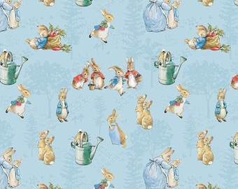 Fabric *The Tale of PETER RABBIT* Main Blue C14700 - 100% Cotton Quilting Fabrics by Riley Blake Designs - Sew Sew Adorable - Oh My Goodness