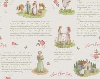 Fabric *ANNE of GREEN GABLES* Main Cream 16120 New! Beautiful 100% Premium Cotton by Riley Blake Designs - Always Continuous Cut!!