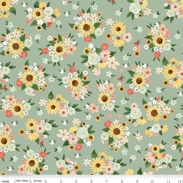 Fabric HOMEMADE *MAIN SAGE C13720* New 100% Premium Quilting Cotton by Riley Blake Designs - Always Continuous Cut!