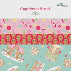 Fabric *GINGERBREAD KISSES* Fat Quarter Bundle 21 Pcs - New! Beautiful 100% Premium Cotton by Riley Blake Designs - Always Continuous Cut!!