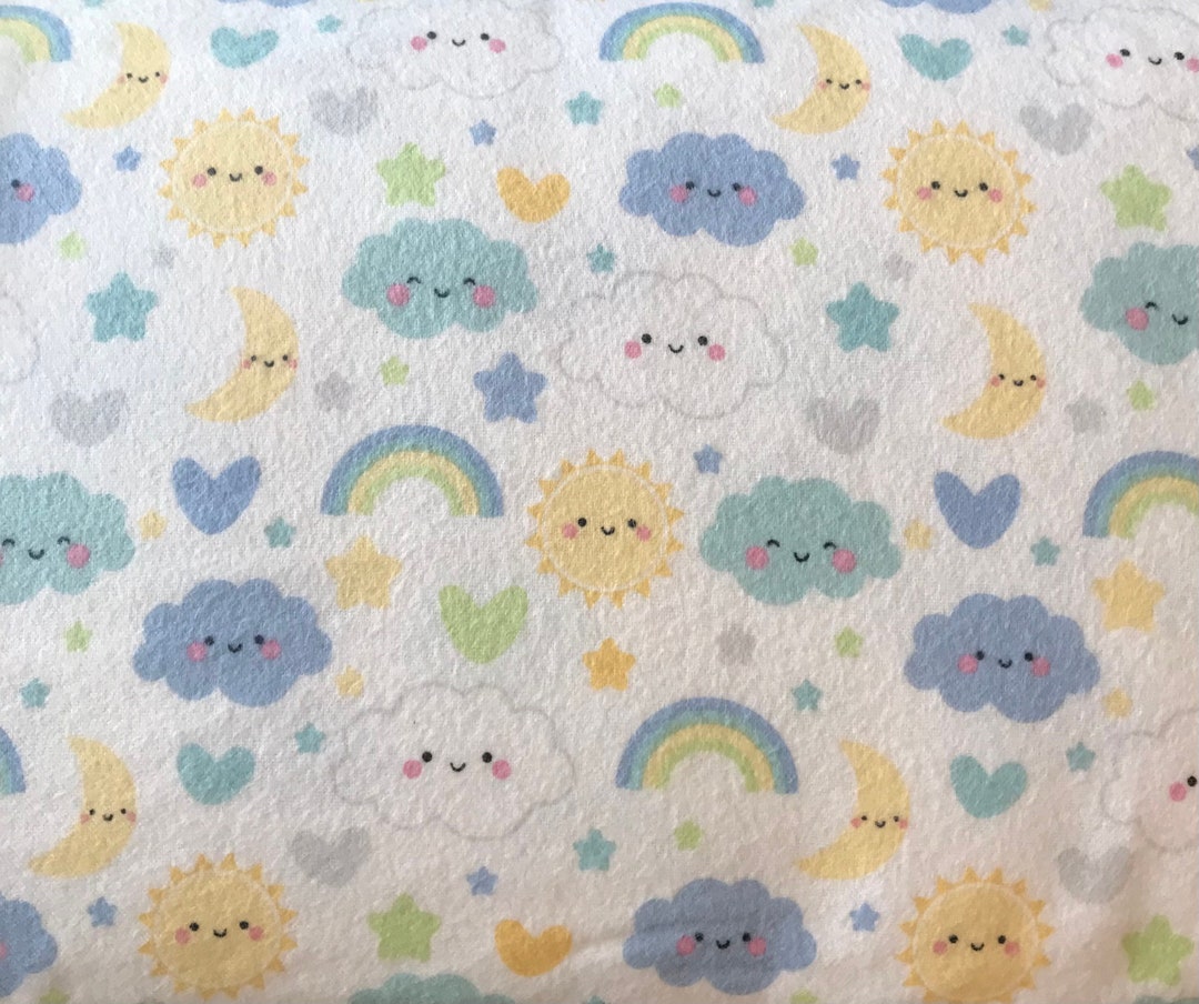 Flannel Fabric baby BOY SWEET DREAMS White New 100 Premium Cotton