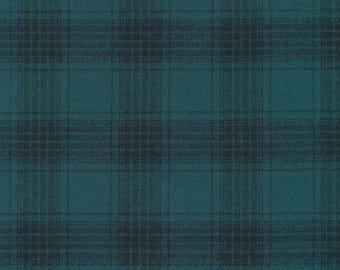 Fabric FLANNEL *PACIFIC* 226-60 Deep TEAL Plaid Flannel - 100% Premium Cotton Flannel by Robert Kaufman Fabrics and Always Continuous Cut