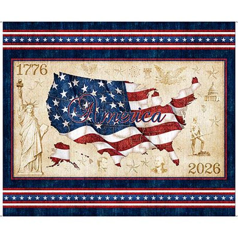 Fabric 1776 *AMERICAN FLAG PANEL 31658* New! 100% Premium Cotton by ...