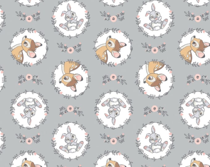 Disneys Bambi bambi and Thumper on a Soft Grey FLANNEL Background by ...