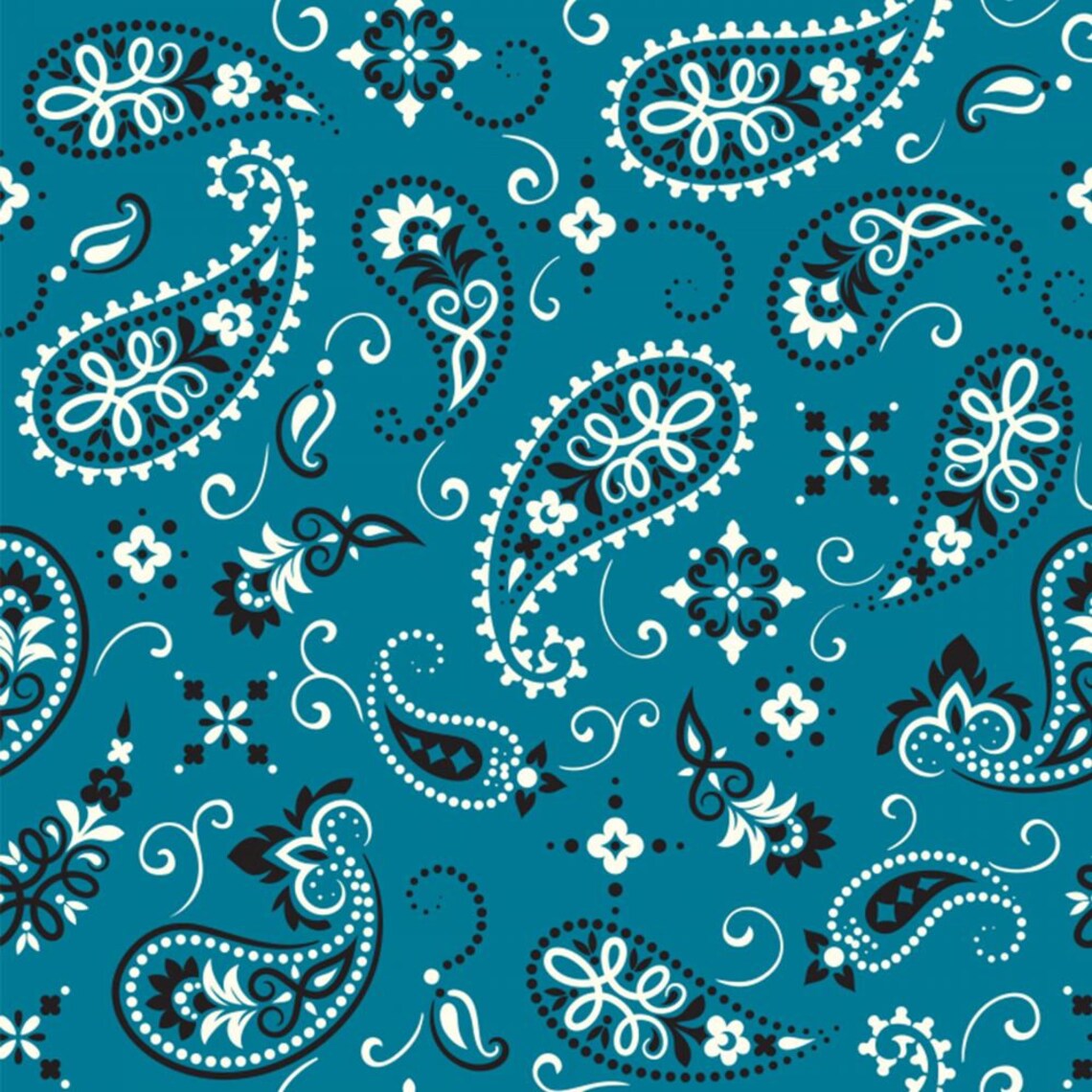 Fabric PAISLEYBANDANA TURQUOISE New Fabric by the Yard Etsy