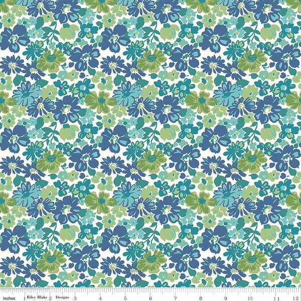 Fabric Bee VINTAGE *MILDRED BLUE* 13070 - New!!  100% Premium Quilt Shop Cotton by Lori Holt - Bee in my Bonnet - Riley Blake Designs