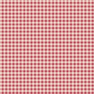 May include: A repeating gingham pattern featuring a grid of small, solid red squares alternating with light cream-colored squares. The design creates a classic checkered textile appearance with a consistent, uniform layout across the entire surface.