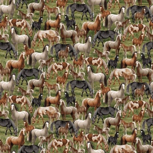 Fabric COTTONWOOD STABLES *HORSES All Over 3063-66* New 100% Premium Cotton by Henry Glass & Co - Always Continuous Cut For You!