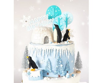 Maison Handmade Noel Ours Polaire Pingouin Hiver Edible Cake Topper Figurines De Gateau
