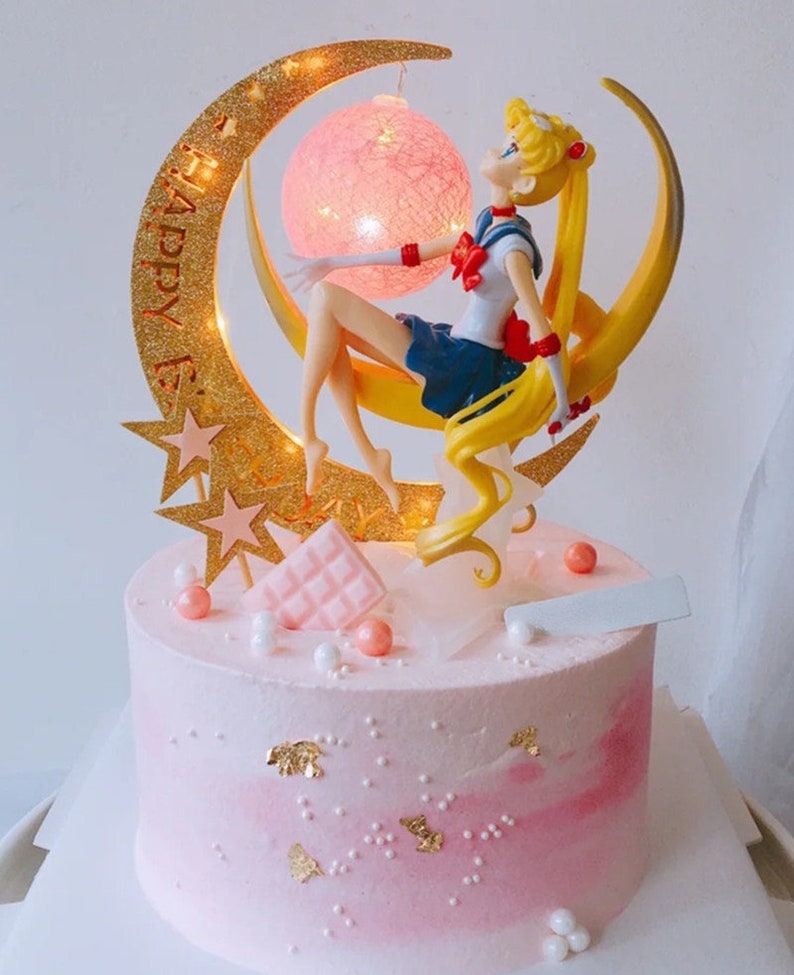 Sailor Moon Moonlight Happy Birthday Cake Topper Set Light Up | Etsy
