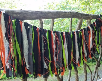 Spooky Halloween Garland, Ghost Party Decor, Creepy Orange Black Decoration, Bloody Trick or Treat Decoration, Haunted House Mummy Banner