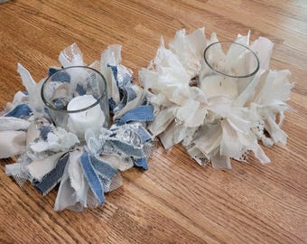 Rustic Wedding Decor, Country Wedding Table, Denim & Lace Centerpiece, Shabby Chic Wedding, Romantic Table Decoration, Boho Gypsy Wedding
