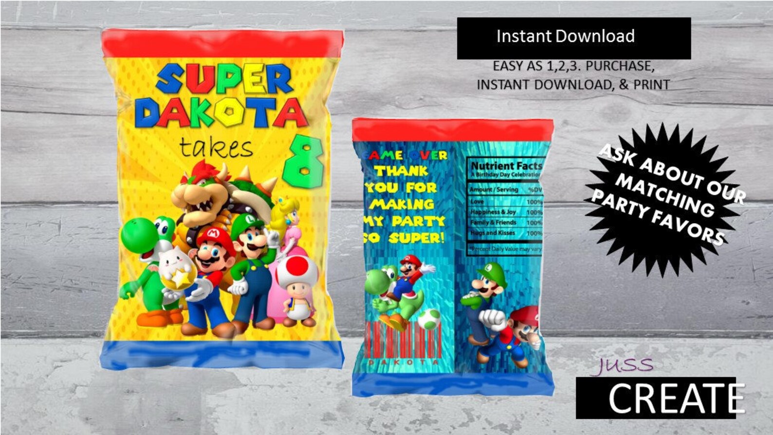 Super Mario Chip Bag Instant Download DIY Party Printable | Etsy