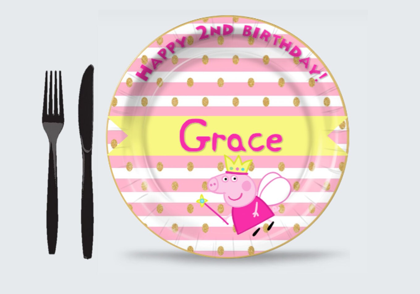 Peppa Pig Inspired 9 Paper Party Plates Peppa Pig Etsy