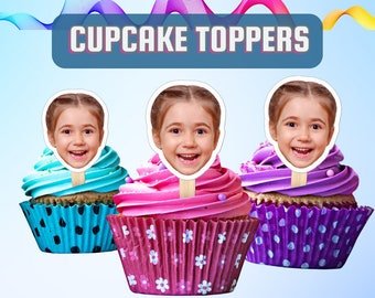 Adornos para cupcakes con caras personalizadas: decoración personalizada para fiestas de cumpleaños
