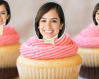 Adornos para cupcakes con caras personalizadas: decoración para tarta de despedida de soltera (juego de 12)