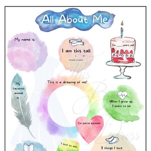 All About Me Printable Form for Kids, About Me Activity, Getting to Know You Game