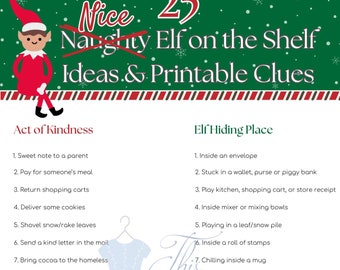 25 Elf on the Shelf Ideas, Printable Service Ideas, Kindness Elves Poses, North Pole Elf Clues