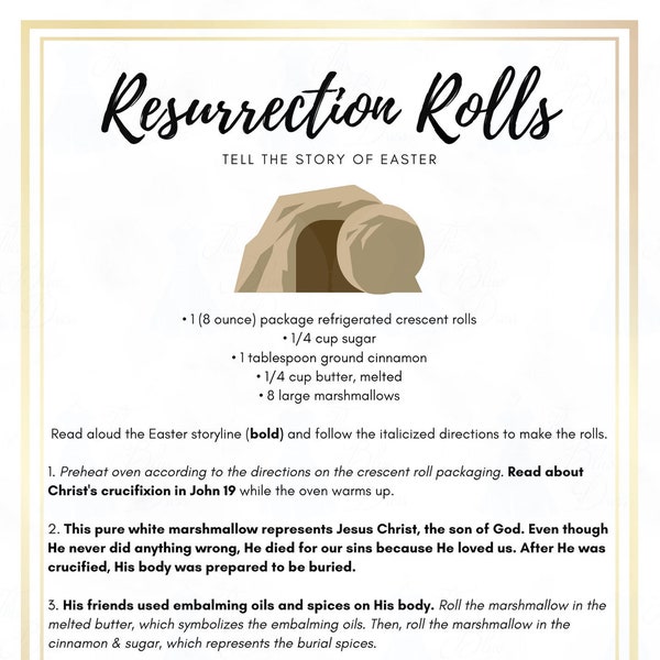 Resurrection Rolls Recipe and Instructions, Christian Easter Activity for Families, Empty Tomb Rolls
