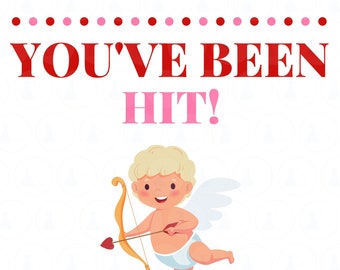 Valentine's Day You've Been Hit Sign, Printable Set, Valentine's Day Poem, Valentine's Day Neighbor Gift, Heart Attack Printables