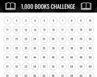 1000 Books Reading Challenge Printable, Reading Progress Chart, Summer Reading Chart
