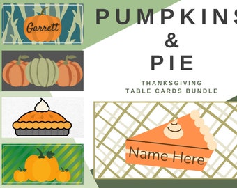 Printable Thanksgiving Table Cards- Pumpkins & Pie Bundle