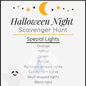 Printable Halloween Scavenger Hunt (White)