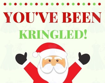 Conjunto para impressão de Natal "Você foi Kringled", poema de Natal, presente de vizinho de Natal, serviço de Natal para impressão, Papai Noel secreto