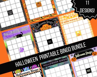 Printable Halloween Bingo Bundle, Fall Kid's Activities, Classroom game, Easy Party Game, Trunk or Treat Activity