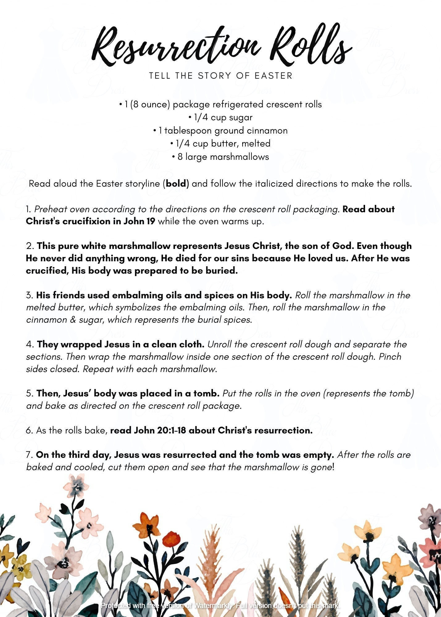 Resurrection Rolls Recipe and Instructions (floral Design), Christian ...