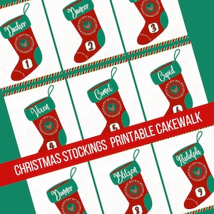 12-Player Printable Christmas Stocking Cakewalk For Parties, Christmas Activities For Kids, Christmas Classroom Activity