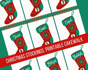 12-Player Printable Christmas Stocking Cakewalk For Parties, Christmas Activities For Kids, Christmas Classroom Activity