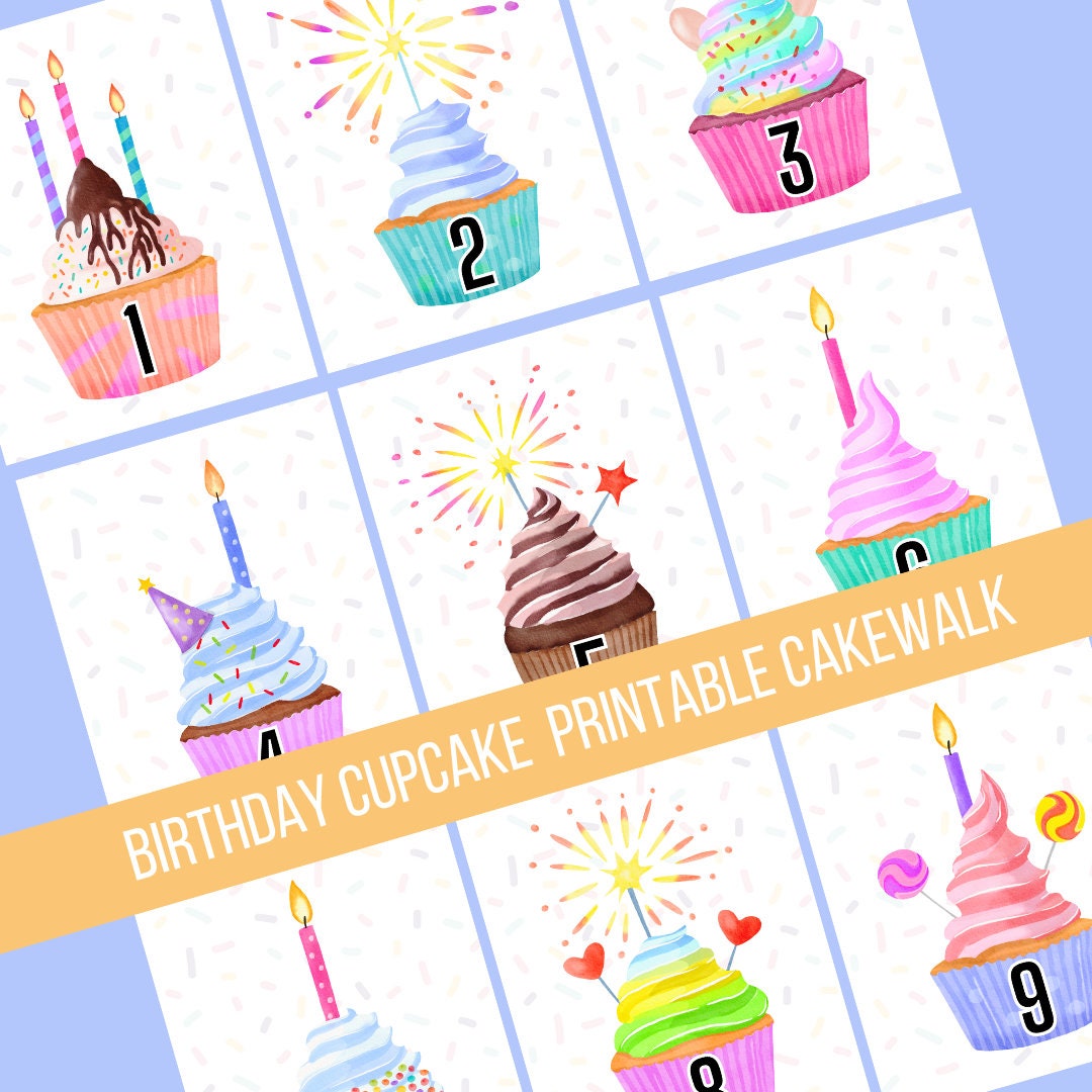 Printable Birthday Cupcake Cakewalk for Parties Birthday - Etsy