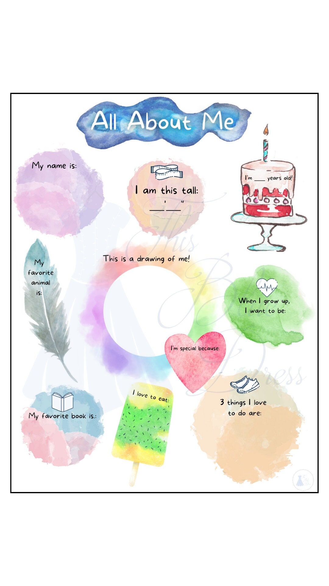 All About Me Printable Form for Kids, About Me Activity, Getting to ...