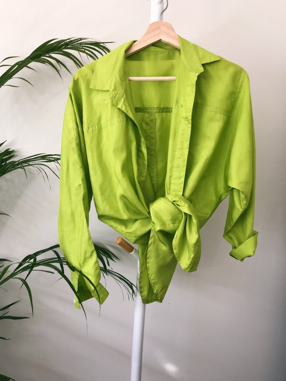 SILK SHIRT - Lime green