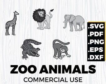 ZOO ANIMALS SVG, zoo svg, zoo animal svg, alligator svg, monkey svg, giraffe svg, lion svg, elephant svg, animal clipart, svg file