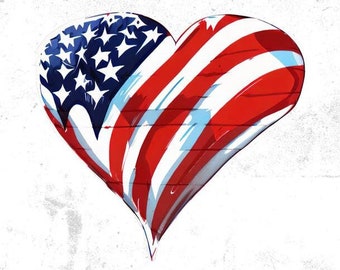 Amerikanische Flagge png, USA Herz png, 4. Juli png, digitaler Download, amerikanische Flagge Herz, 4. Juli Clipart, Sublimation Designs, USA Souvenir