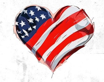 Amerikanische Flagge png, USA Herz png, 4. Juli png, digitaler Download, amerikanische Flagge Herz, 4. Juli Clipart, Sublimation Designs, USA Souvenir