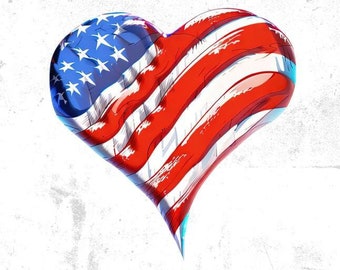 Amerikanische Flagge png, USA Herz png, 4. Juli png, digitaler Download, amerikanische Flagge Herz, 4. Juli Clipart, Sublimation Designs, USA Souvenir