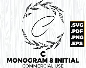 C Monogram, C Initial, C Letter, alphabet, svg, png, pdf, eps for cricut