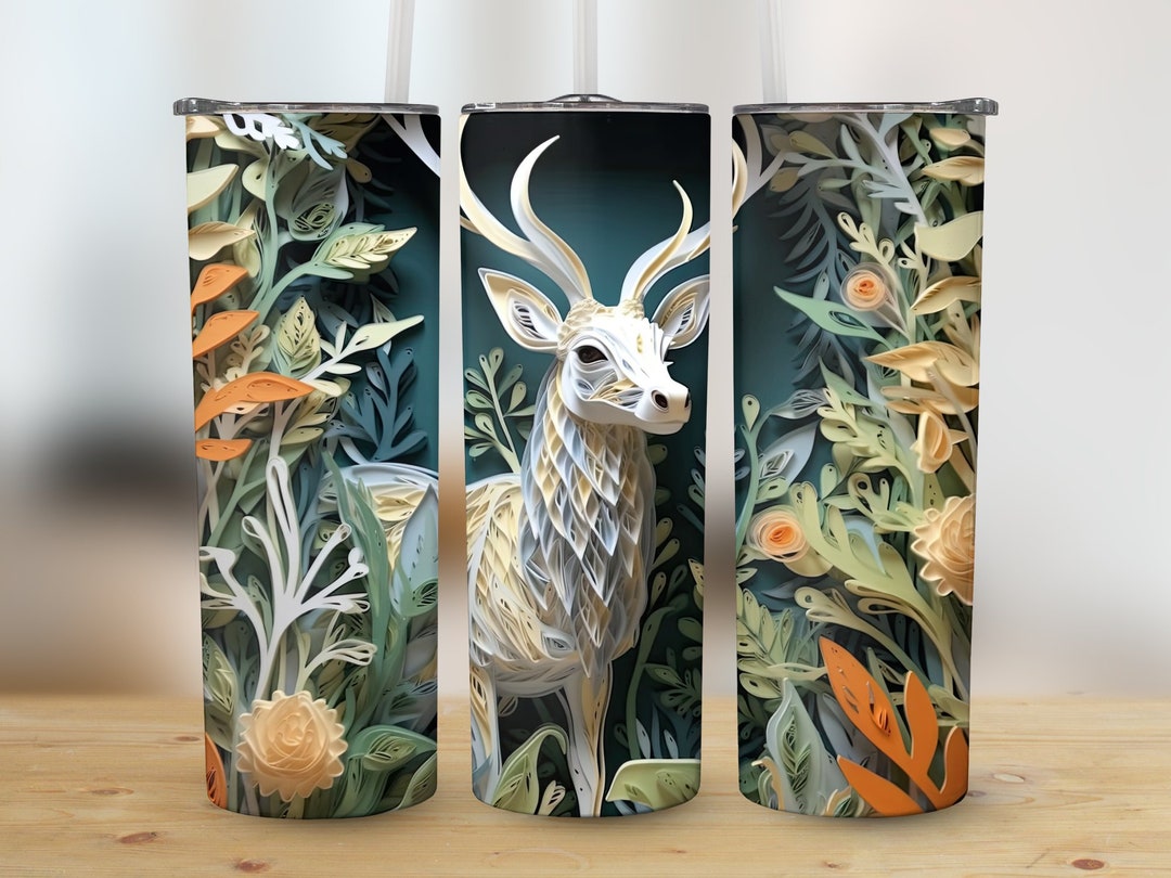 3D Deer Forest 20 Oz Skinny Tumbler, Sublimation Design, Straight and ...