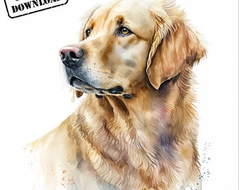 Golden Retriever Art Print, Golden Retriever Dog Print, Golden Retriever Watercolor, Golden Retriever png, pdf, jpg, Sublimation