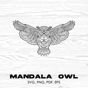 Mandala Owl, Mandala Owl svg, Owl svg, Owl clipart, animal svg, téléchargement instantané