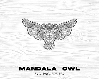 Mandala Sowa, Mandala Sowa svg, Sowa svg, Sowa clipart, zwierzę svg, natychmiastowe pobieranie