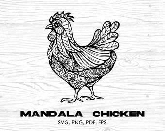 Mandala  Chicken, Mandala  Chicken svg, Chicken svg, Chicken clipart, animal svg, instant download