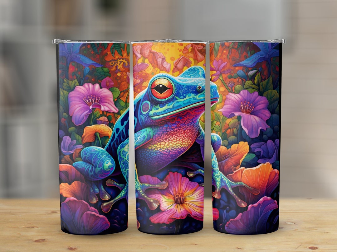 Neon Frog Stained Glass 20 Oz Skinny Tumbler, Sublimation Design ...