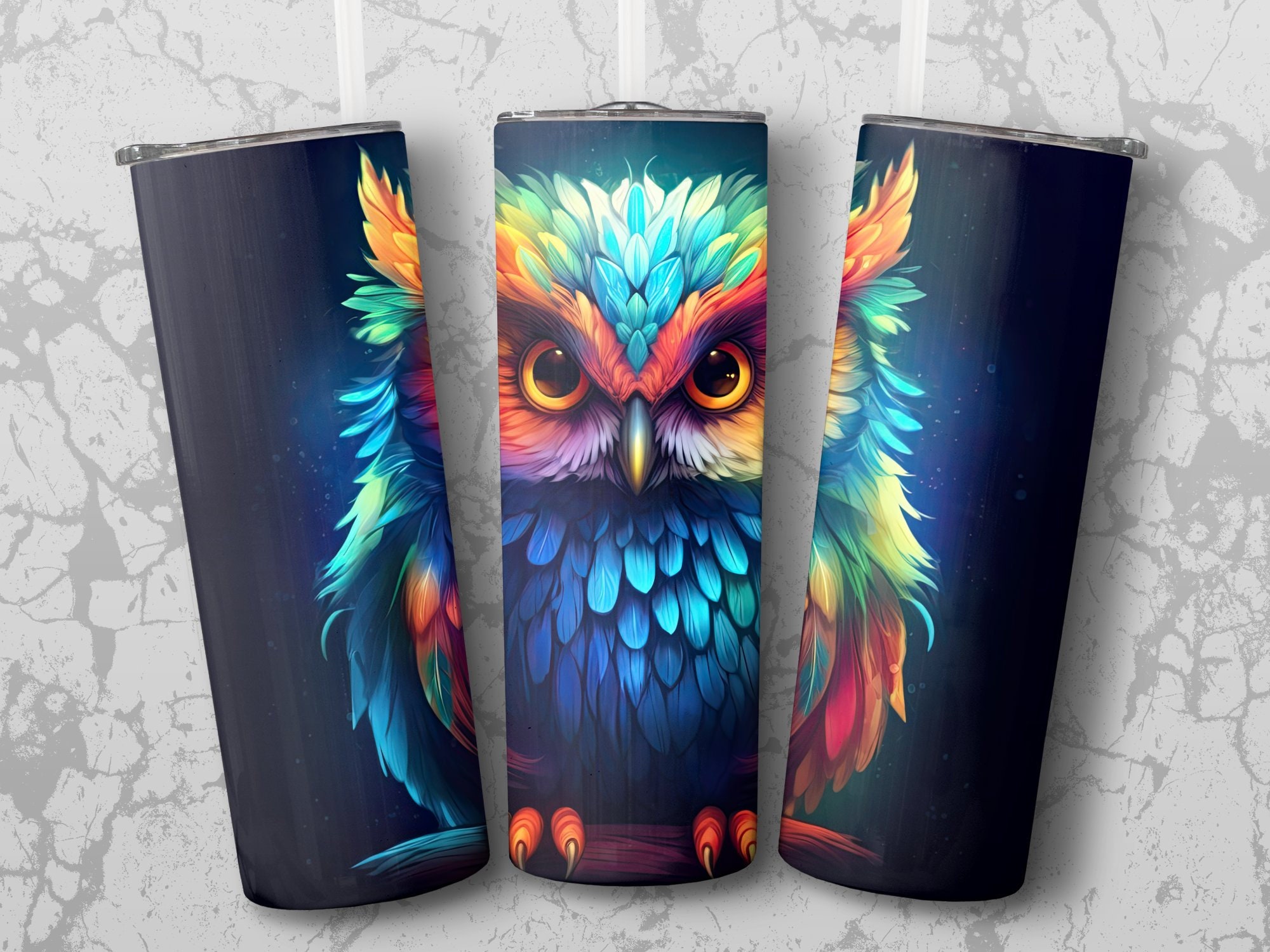 Baby Owl Cartoon Design 20 Oz Skinny Tumbler, Sublimation Design ...